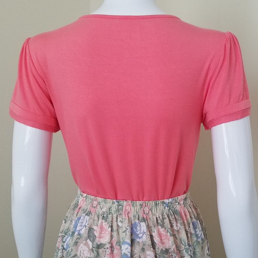 Ivy Crew Pink Ruffle Front Knit Top Crochet Accent Short Sleeve Size S - Picture 6 of 12
